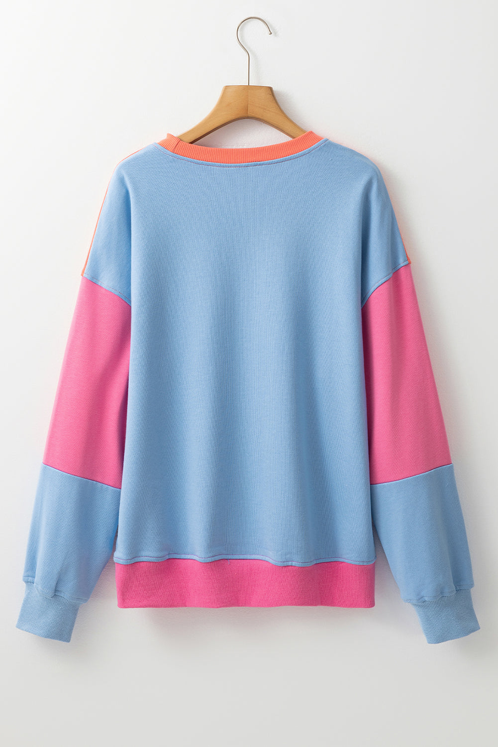 Leuchtend rosa Farbblöcke Patchwork Drop Schulter -Sweatshirt