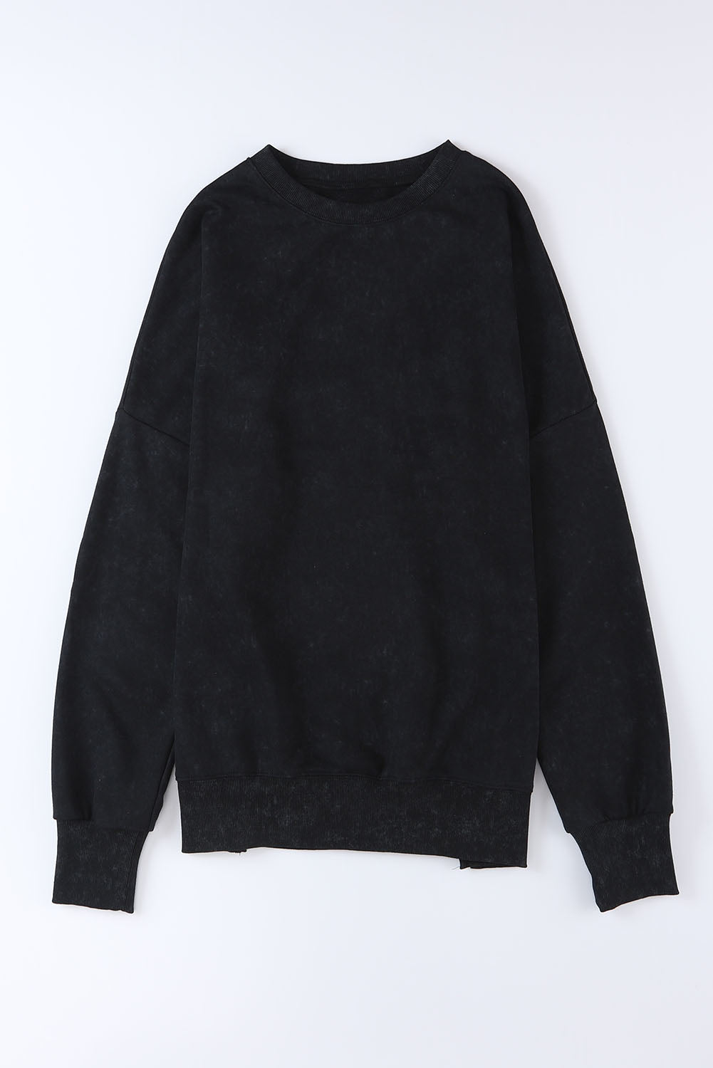 Sweat-shirt oversize noir à épaules tombantes et bordure côtelée