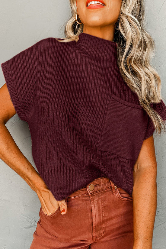 Short sleeve sweater in ribbed knitting *