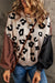 Coffee Leopard Print Color Block Sweater