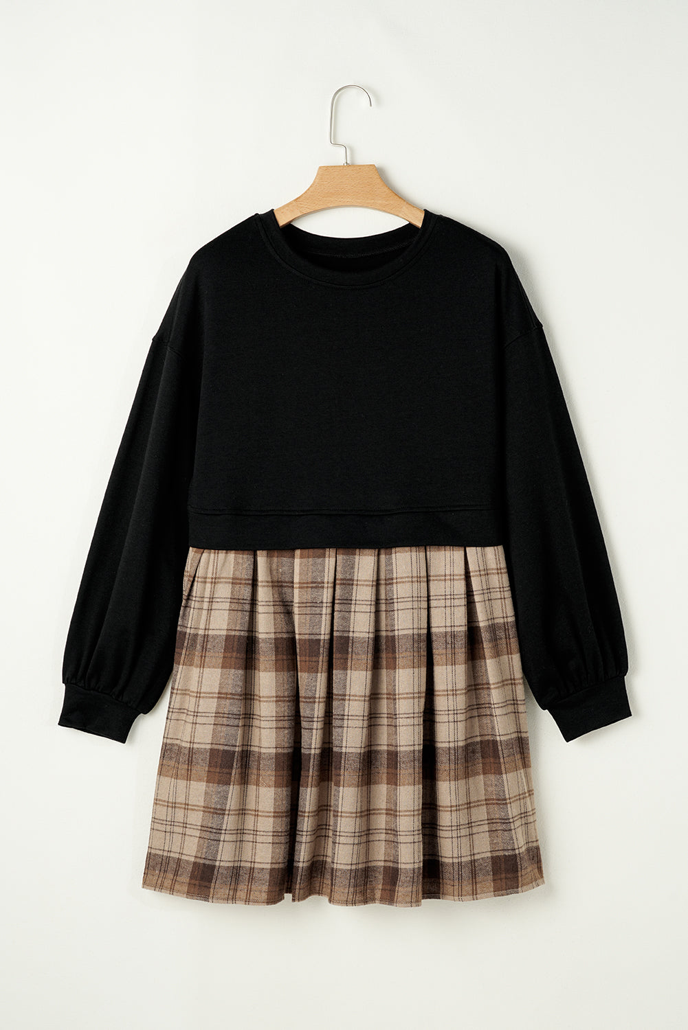 Sudadera de mini tose de tamaño alto a cuadros y mosaico negro *