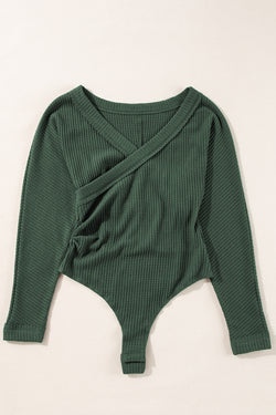 Body en tricot gaufré vert noirâtre *