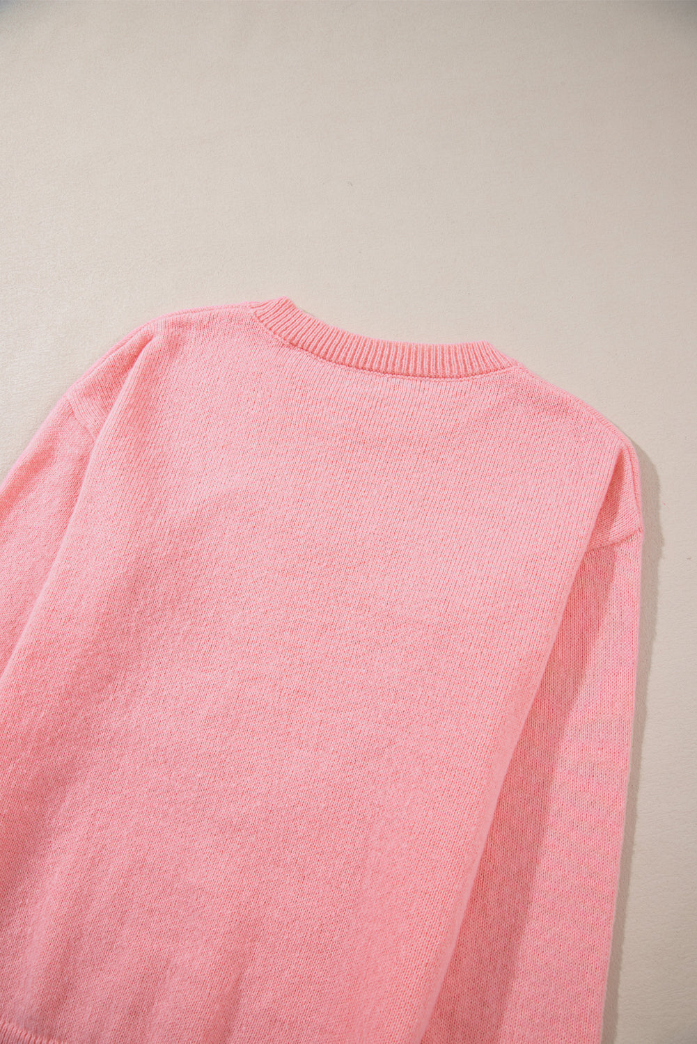 Pink Howdy Heart Graphic Round Neck Casual Sweater