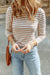 Striped Print Textured Knit Long Sleeve T-Shirt