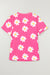 Camiseta de color redondo impreso rosa marguerite rosa