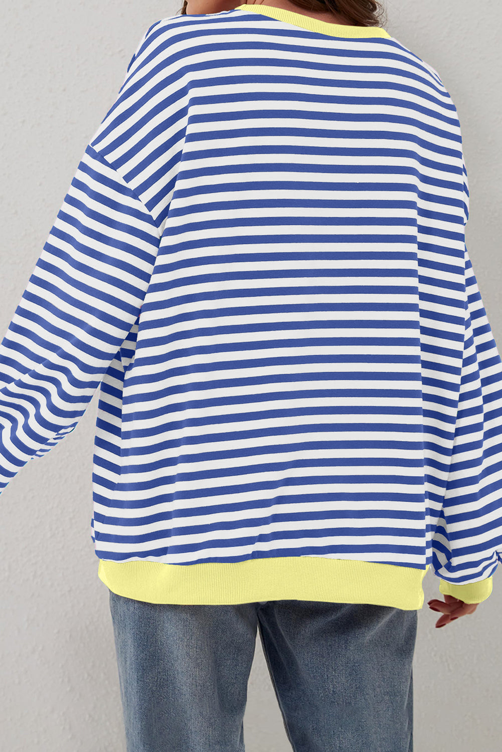 Stripe blu Stripe Oversize Contrast Taschet Pullover Felpa