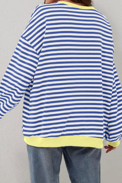 Over-dimensioned blue striped sweatshirts *