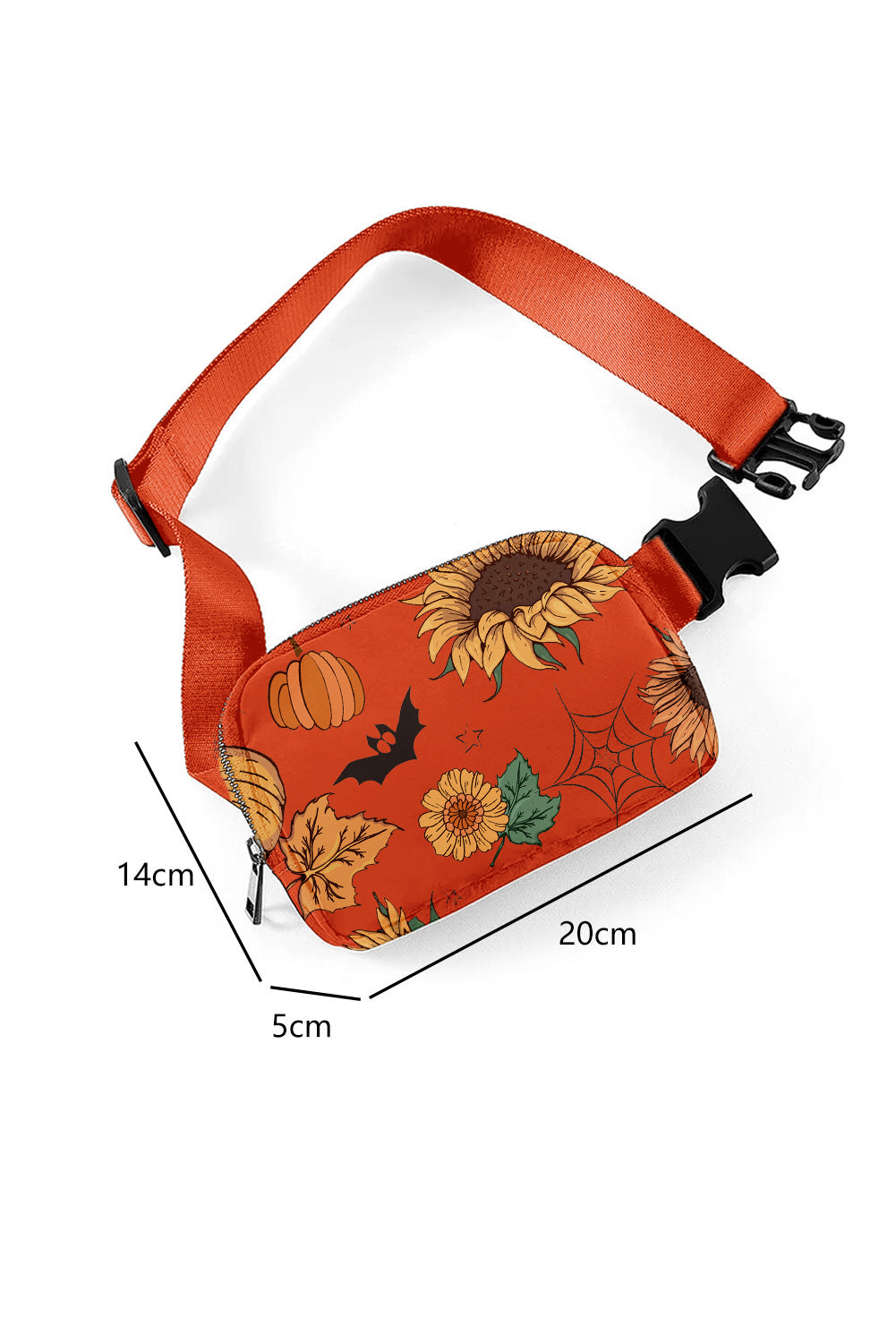 Sac à bandoulière graphique d'Halloween citrouille tournesol orange