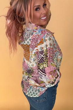 Rose abstract colored buttoned shirt