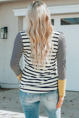 High Henley Striped button and long sleeves