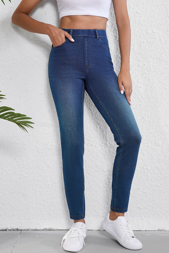 Ashleigh Blue Jean décontracté en tricot extensible délavé *