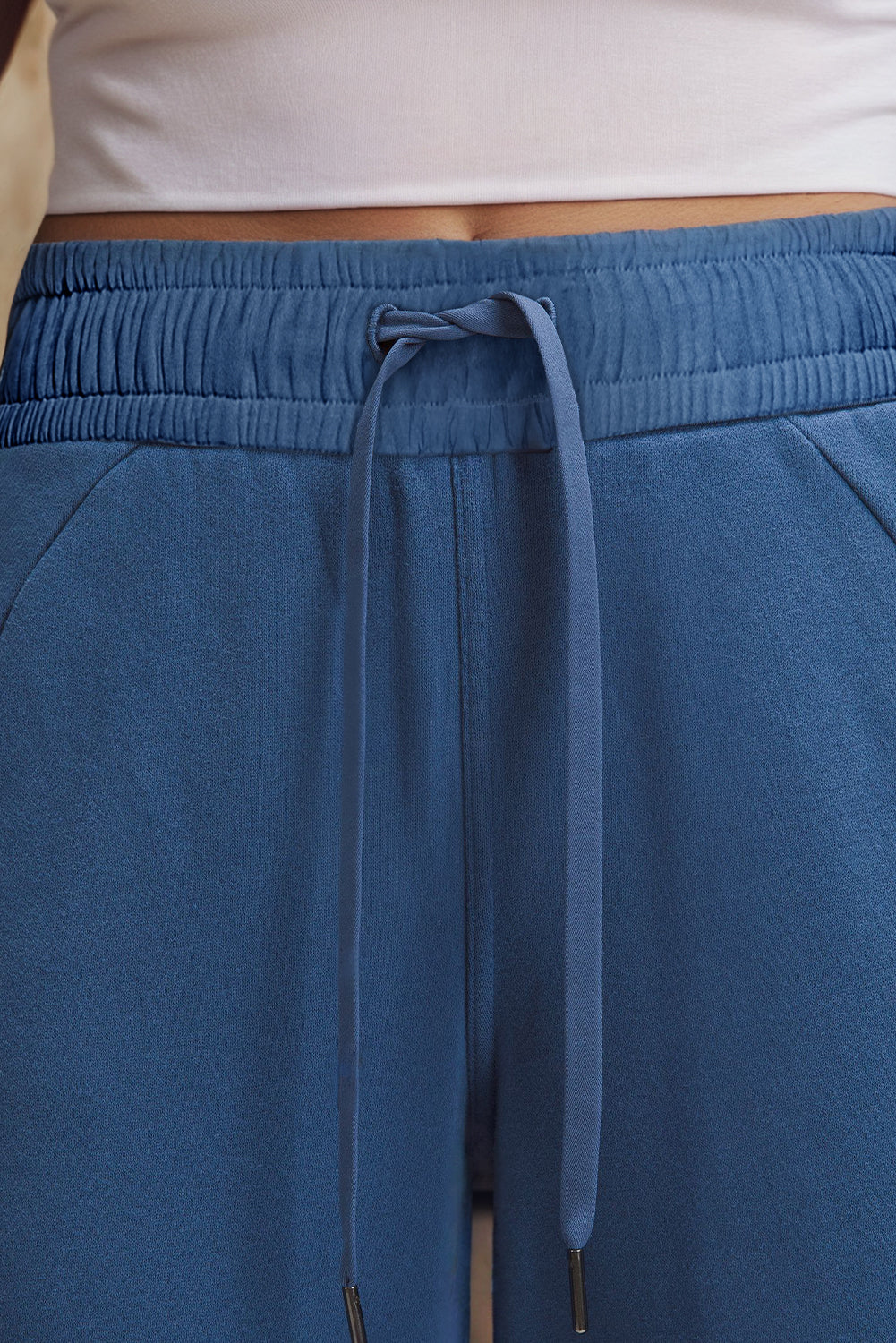 Pantalon de survêtement taille haute avec cordon de serrage et poches larges bleu voile