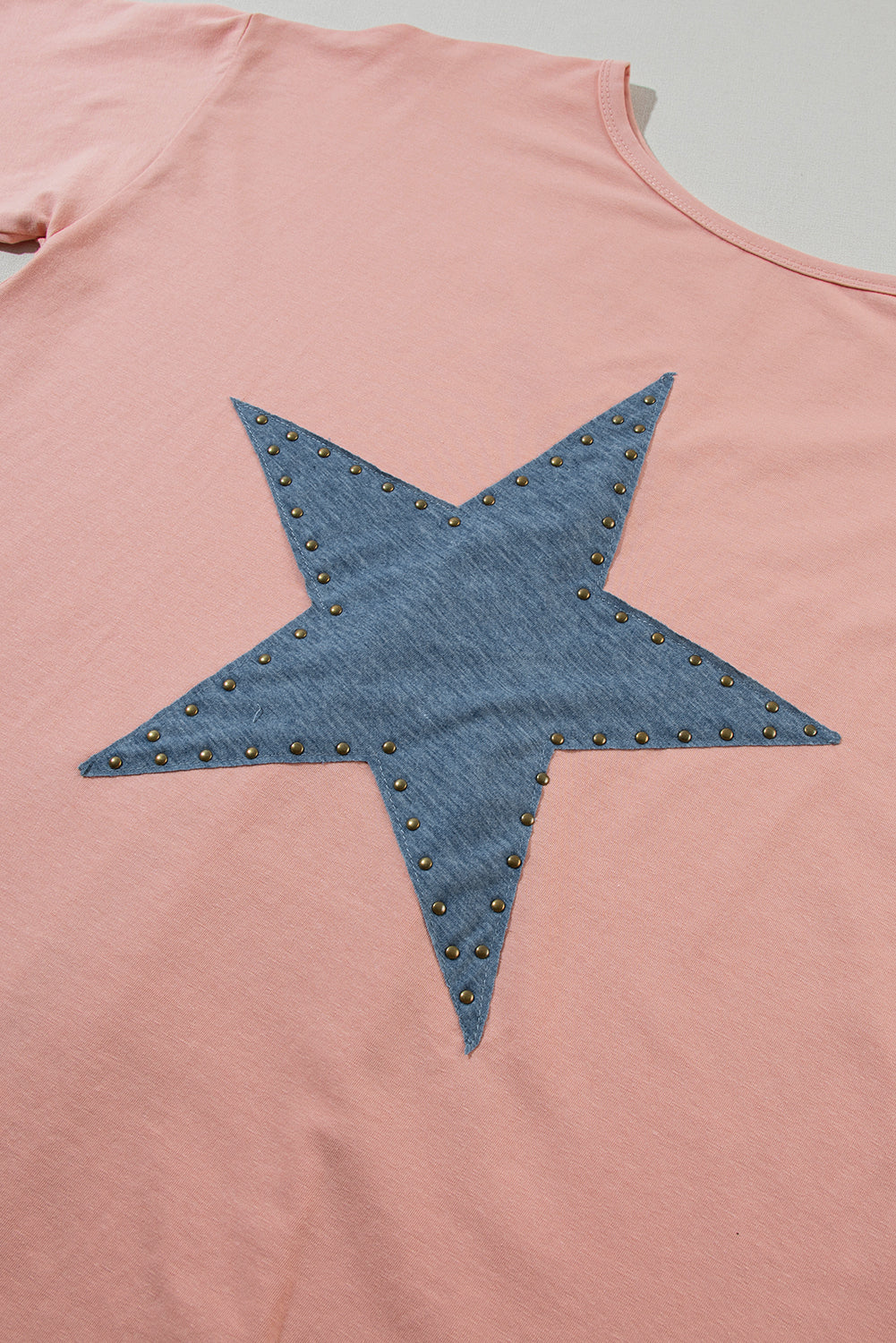 Apricot Pink Mineral Wash Star Patch Graphic High Low Tee