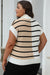 Black sweater vest with color block stripes and zipped collar