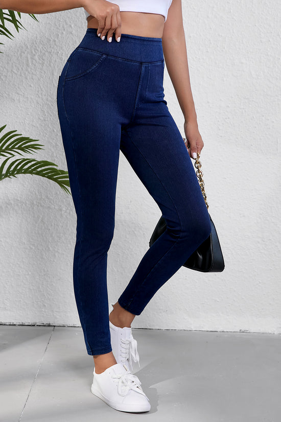 Ashleigh Blue Solid Color High Waist Stretch Slim Jeggings