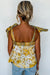 Débardeur boutonné à bretelles nouées en patchwork floral jaune-A WOMAN WE LOVE