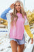 Bonbon Color Block Crew Neck Sweatshirt with Exposed Seams and Side Slits