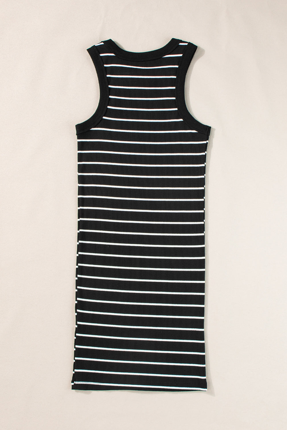 Black Stripe Ribbed Treen Tank Mini Robe