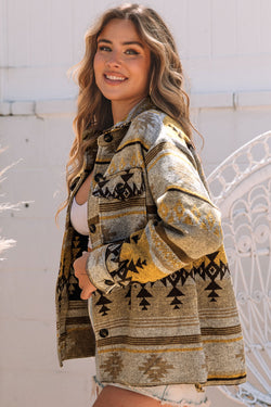 Brown Aztec Western Print Jacket