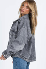 Chaqueta de mezclilla sin gris con bolsillos de pecho *