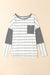 Long sleeve high with stripes and patchwork, top, side slits