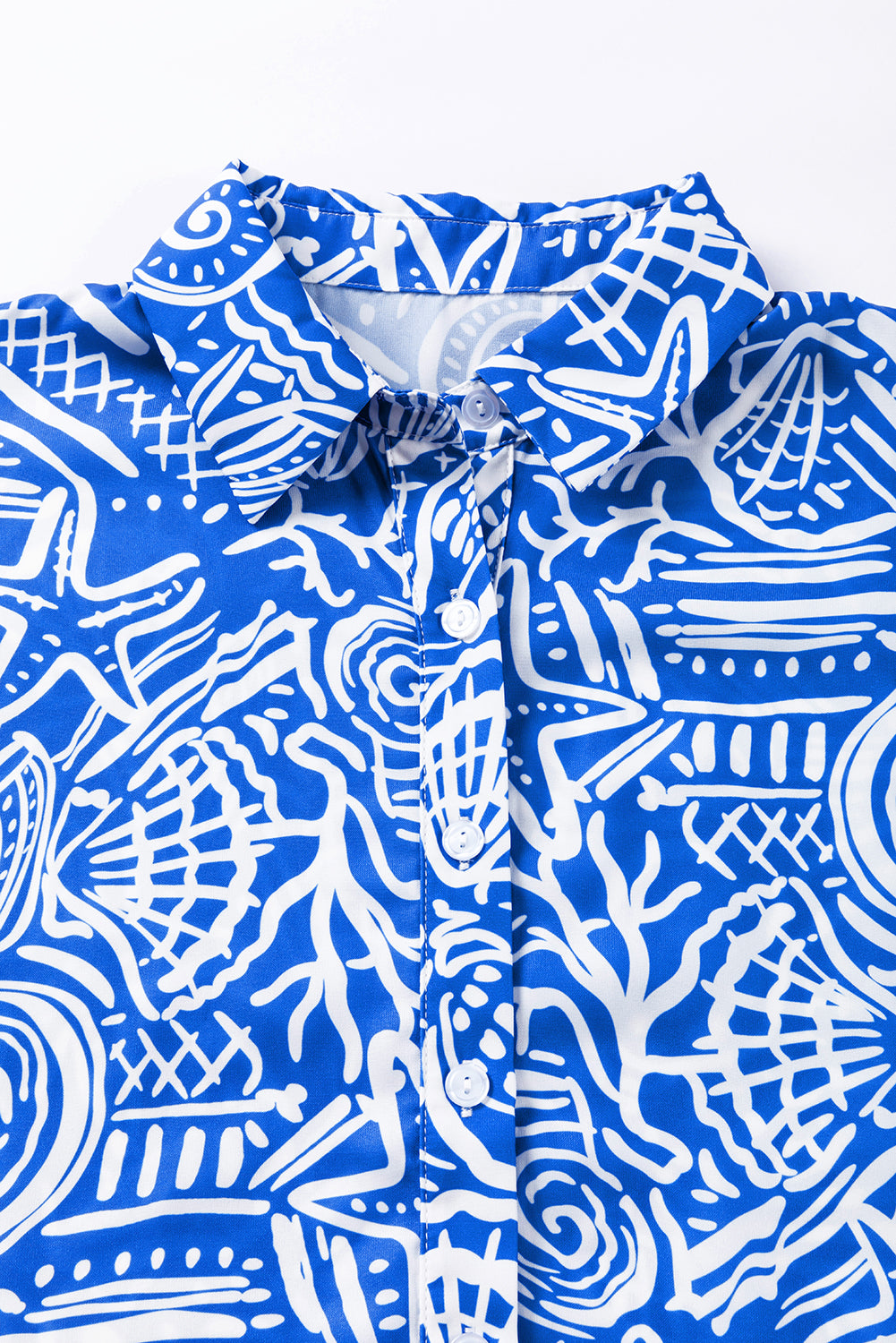 Camisa casual de manga corta impresa azul abstracta