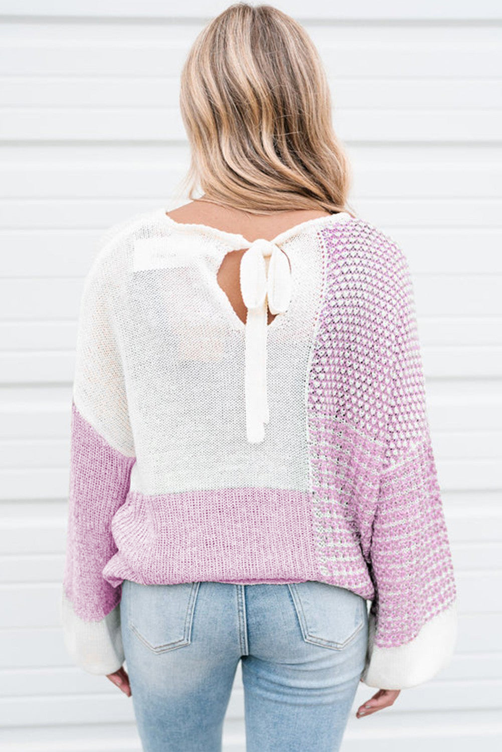 Bonbon neutral Colorblock Bindet Back -Rückenpullover