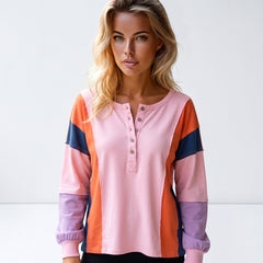 Haut Henley Bouton con mangas largas *
