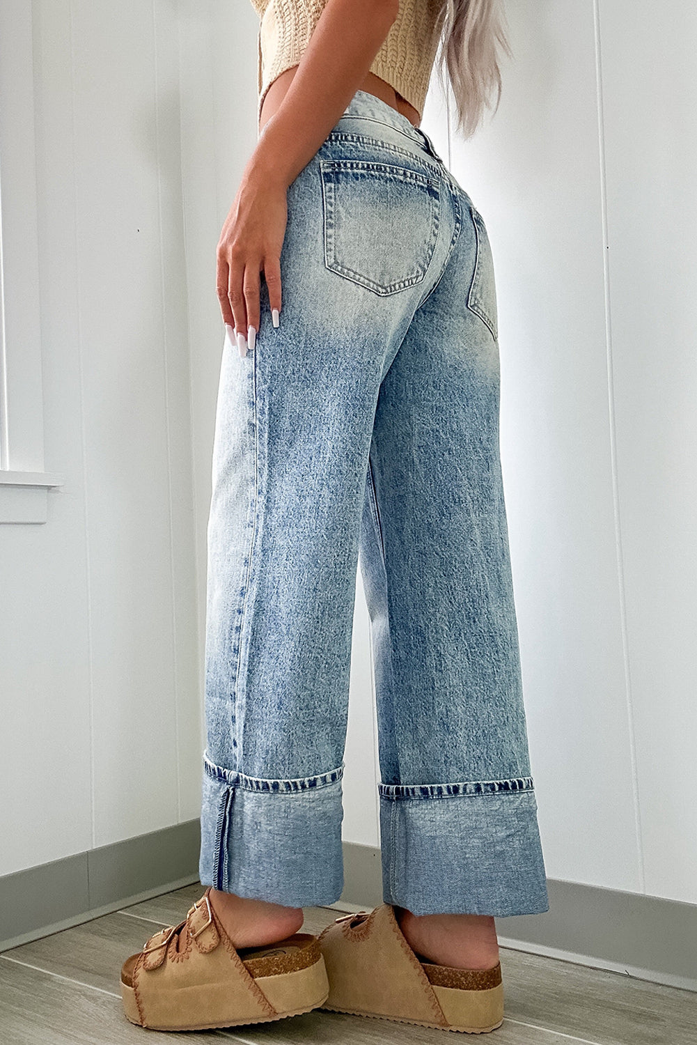 Myosotis High Rise Button Reißverschluss Fly Medium Wash Jeans