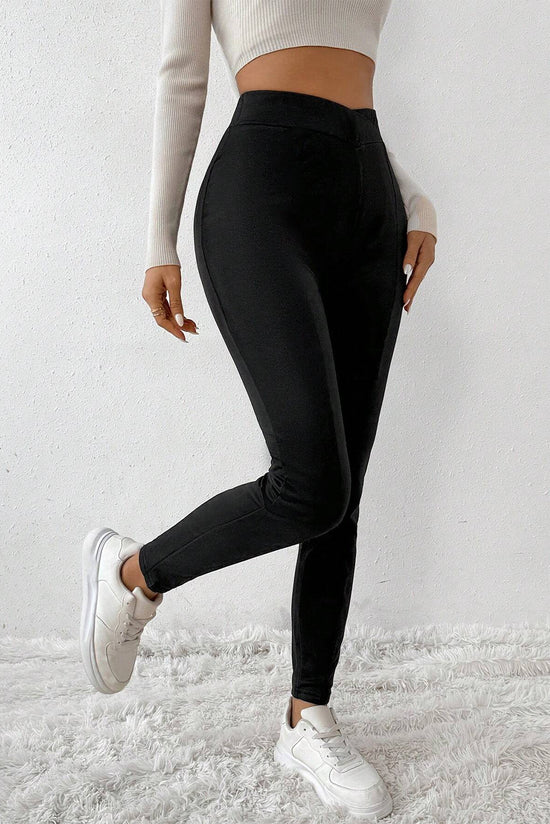 Legging thermique noir à taille croisée et jambes cousues