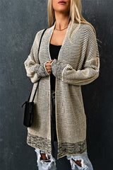 Cardigan long tricoté à carreaux abricot ouvert sur le devant-A WOMAN WE LOVE