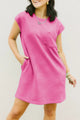 Pink Textured Sachet T-Shirt Dress with Cap Sleeves