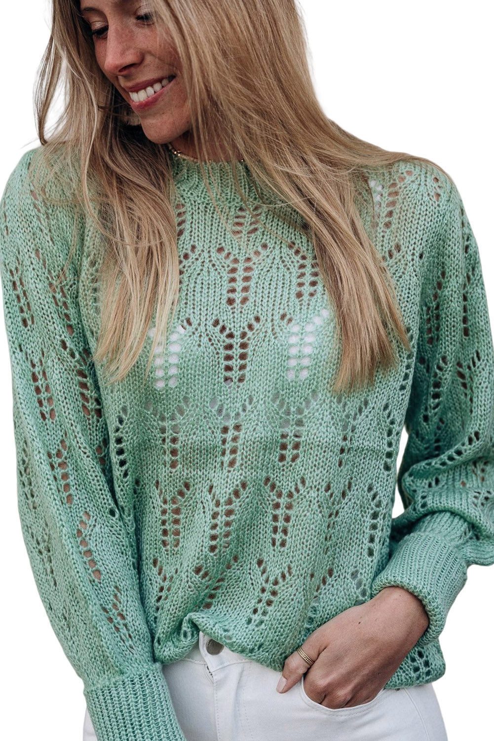 Pull Papetelle tricoté vert vert