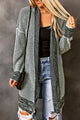 Grey Plaid Knitted Long Open Front Cardigan