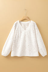 Blouse blanche à col en V et *-A WOMAN WE LOVE