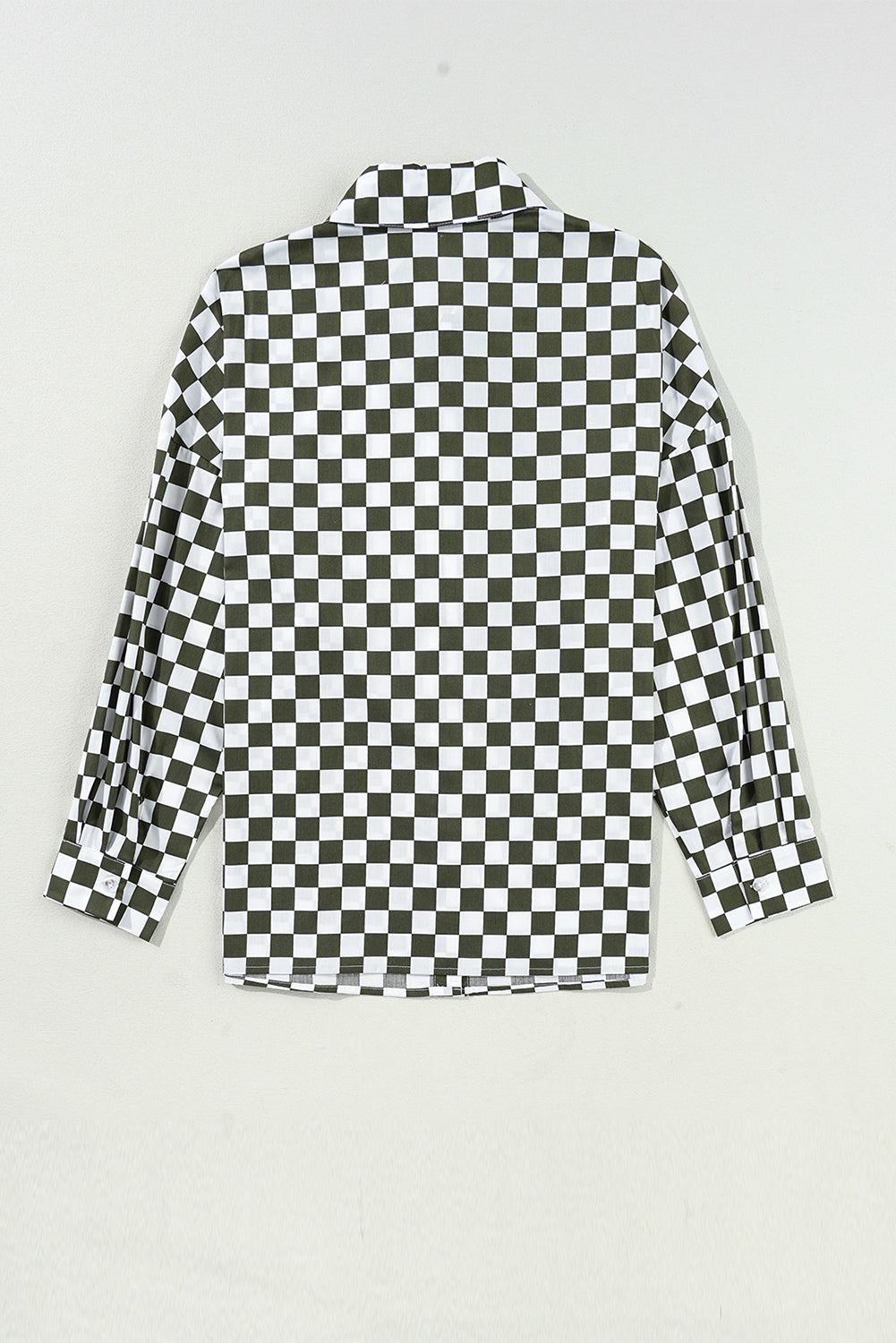 Chemise décontractée ample imprimée à damier à épaules tombantes verte-A WOMAN WE LOVE