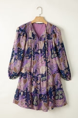 Robe courte à volants et manches bouffantes florales *