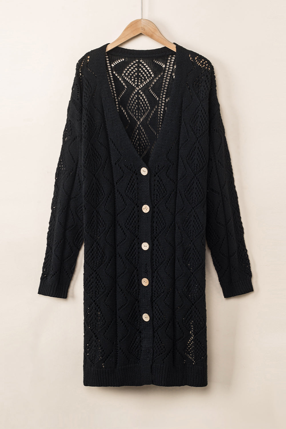 Cardigan en maille ajourée noir