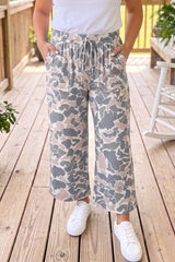 Pantalon camouflage grande taille à poches plaquées, longueur cheville