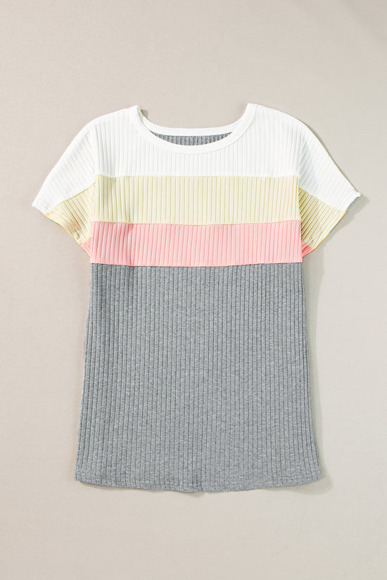 Côte chilly gray t-shirt in patchwork color block *