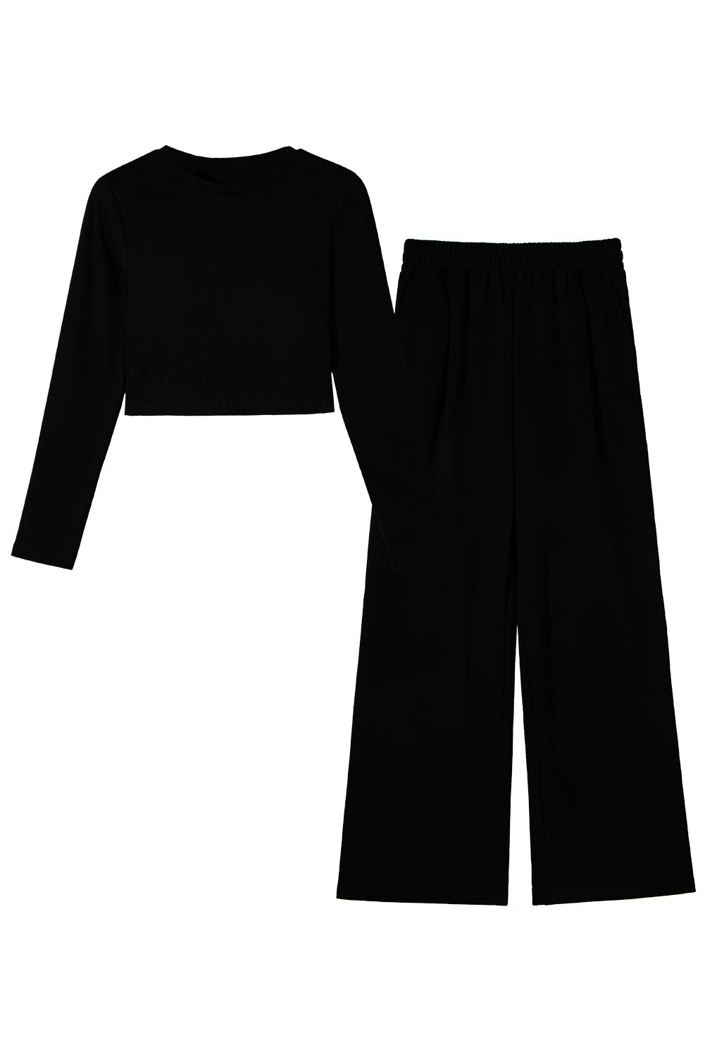 Ensemble deux pièces haut court noir et pantalon large