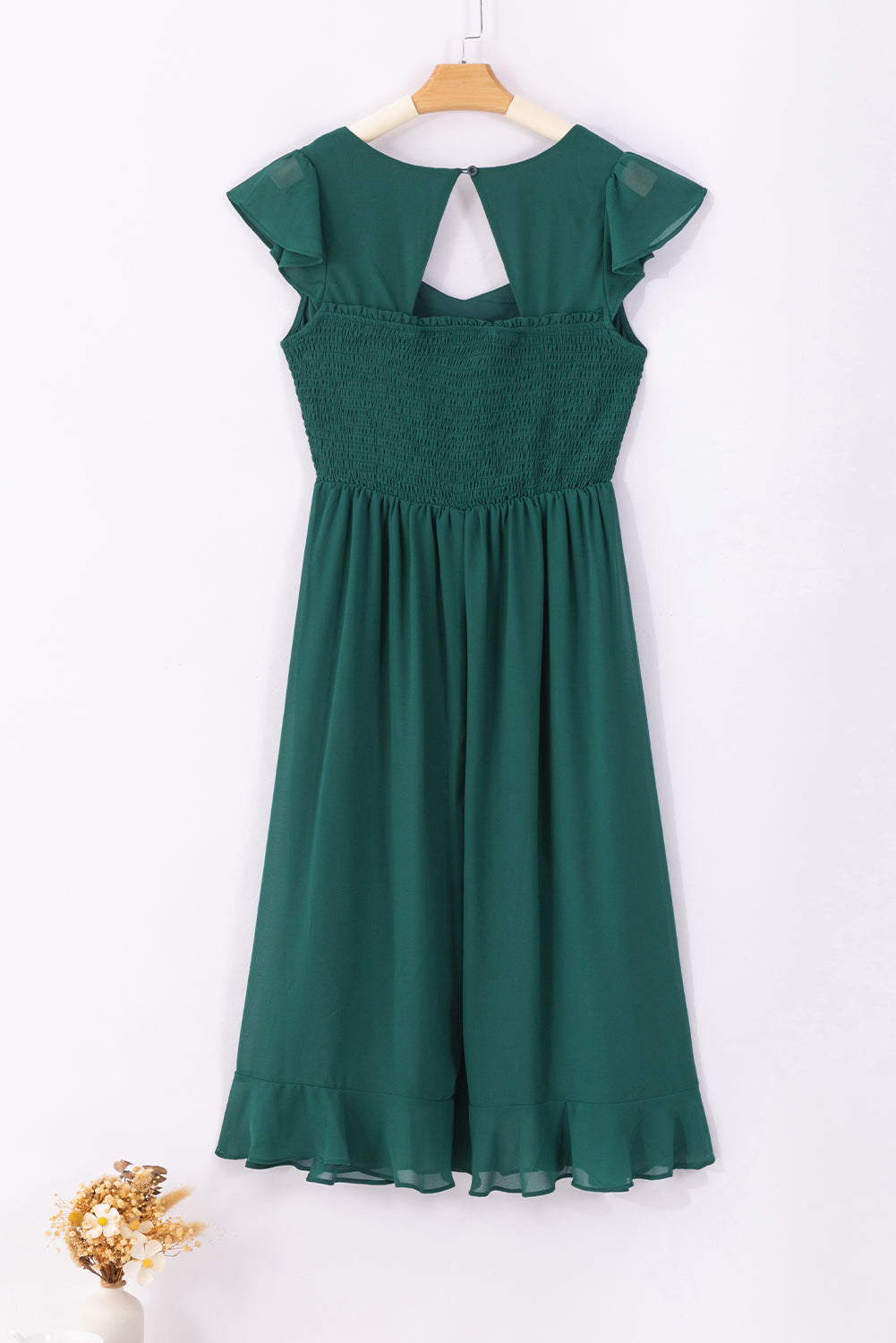 Green de mer Cherred Open Dos Sweetheart Cou Robe MIDI RUBLE