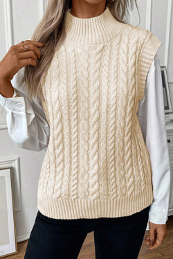 High collar sweater in twisted oats *