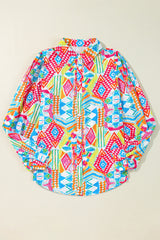 Chemise décontractée à manches longues imprimée abstraite multicolore-A WOMAN WE LOVE