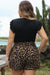 Plus Size Brown Leopard Shorts and Ruffle Sleeve T-Shirt Set