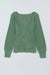 Green textured long sleeve u-neck top