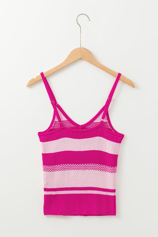 V -neck tank top with red stripes *