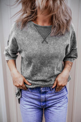 Surprised shoulder t-shirt with drooping shoulders and exposed seams, mineral washing, philippin gray