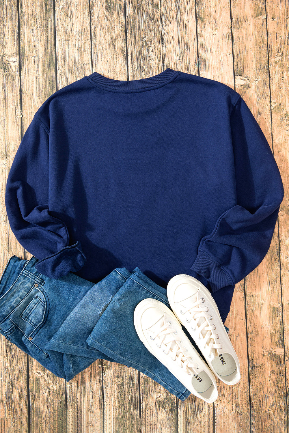 Sudadera de tela de esponja azul marino con hombro caído y forro de vellón unido