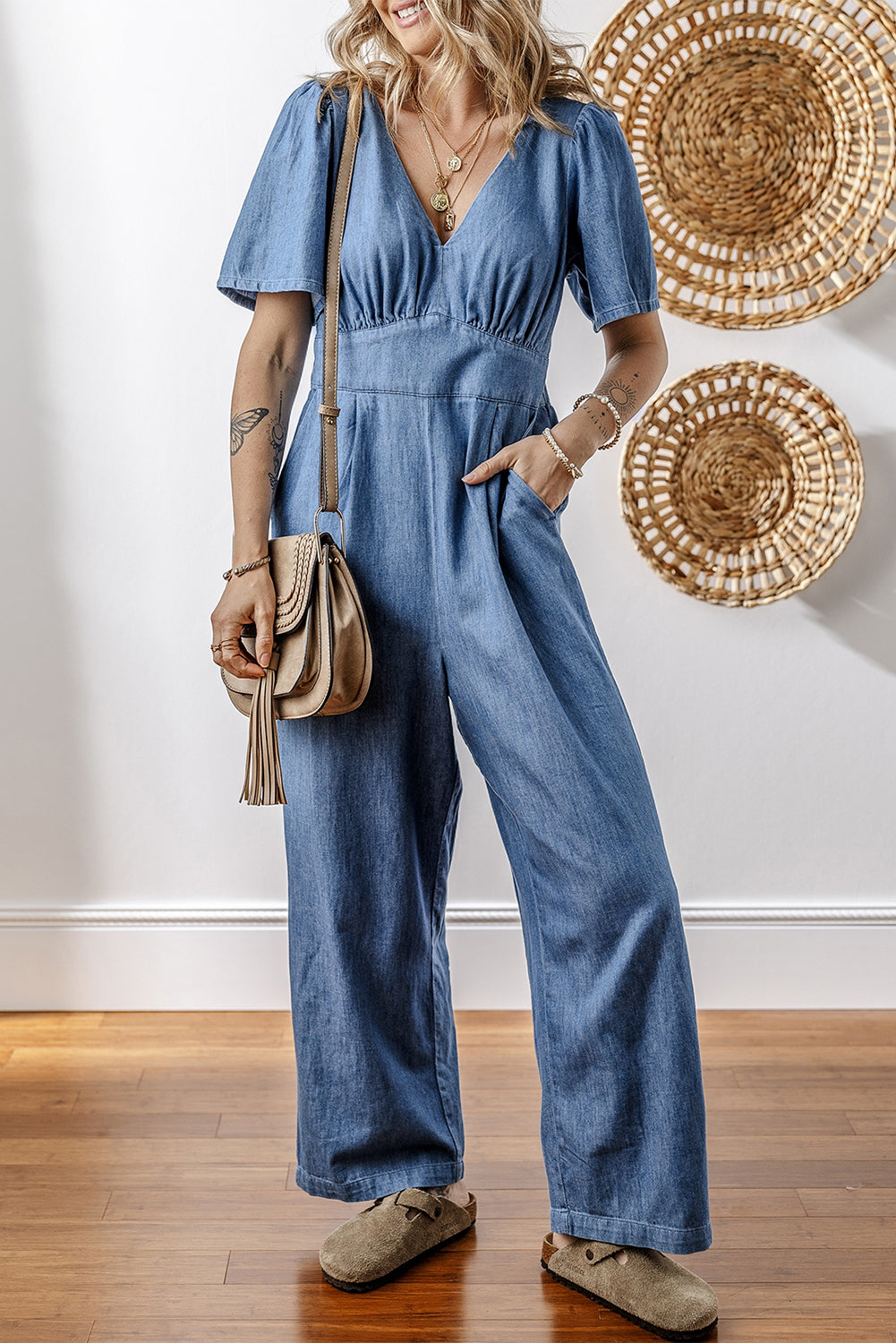 Combinaison ample en denim bleu Ashleigh *-A WOMAN WE LOVE